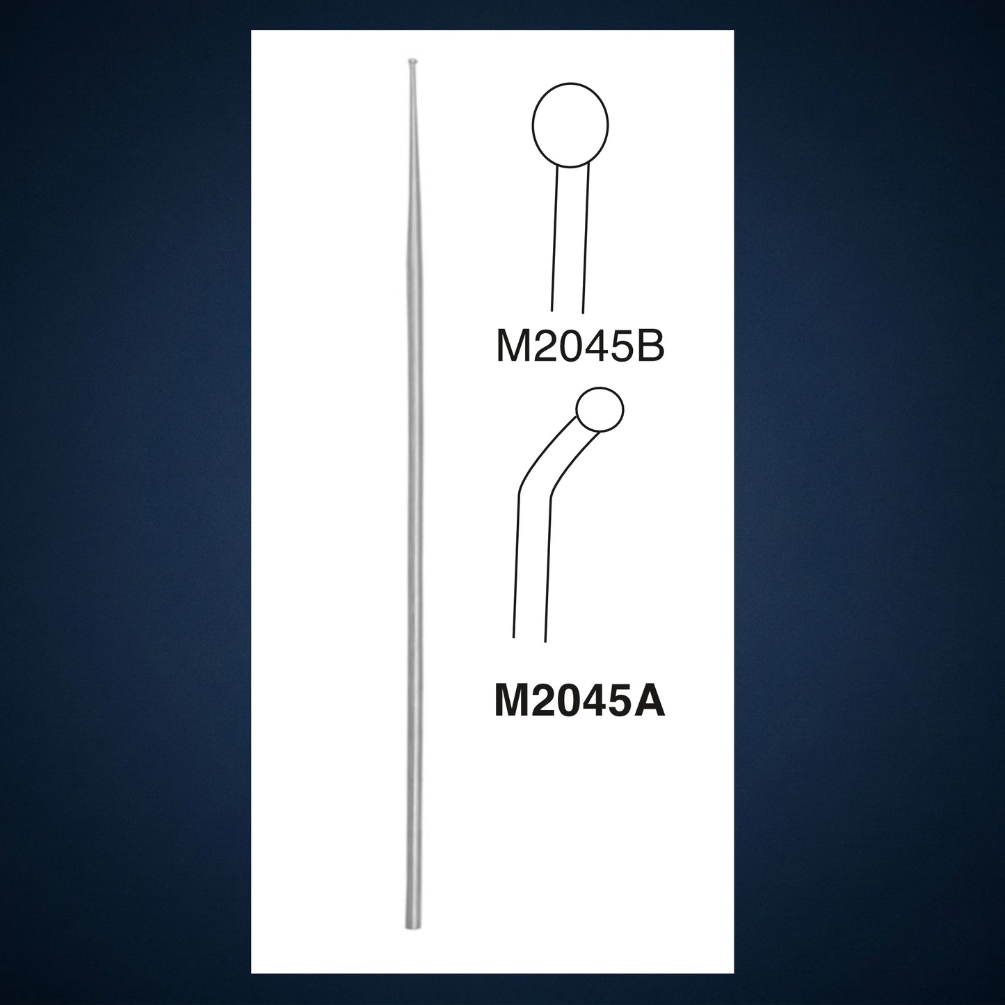 M2045A / MICRO LARYNGEAL BALL PROBE 1.0 MM 45 DEGREE ANGLED 23.0 CM LONG