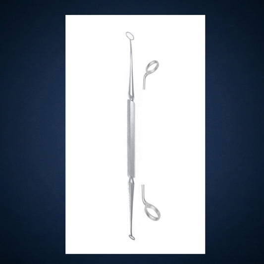 N1033 / RING CURETTE DOUBLE ENDED 6.0MM,5.0MM WORKING RING SIZE / 8.0 INCH LONG