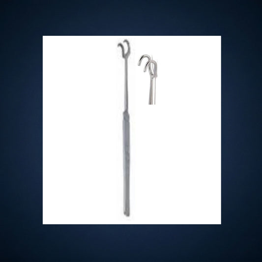 E1241 / TRACHEAL CRICOID RETRACTOR / HOOK DOUBLE PRONG 16.0 CM LONG